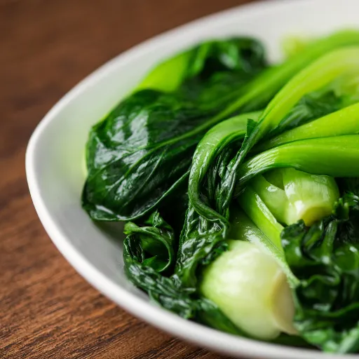 Closeup of Bok Choy with Scallion infused Oil