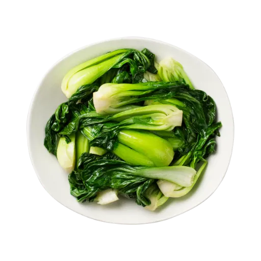 Top View of Bok Choy with Scallion Oil