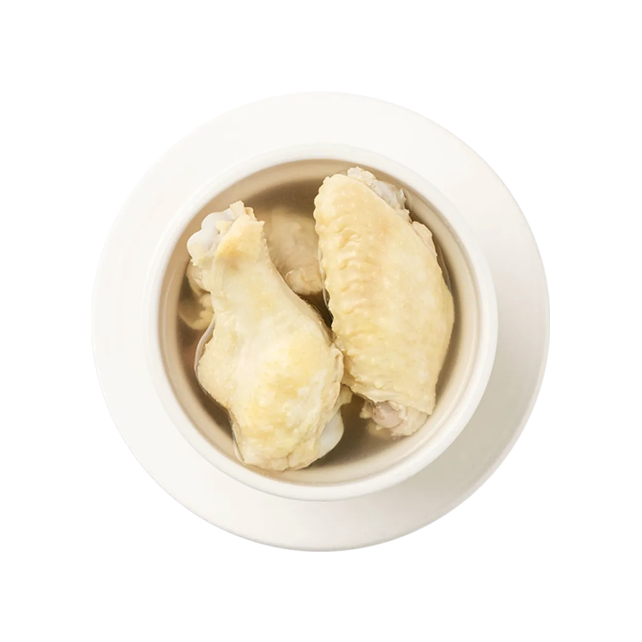 Top View of Chicken Soup Bown with Bones