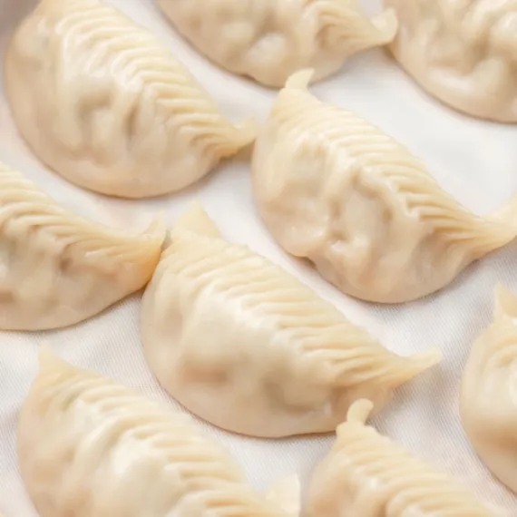 Chicken Dumplings freshly baked placed in symmetry