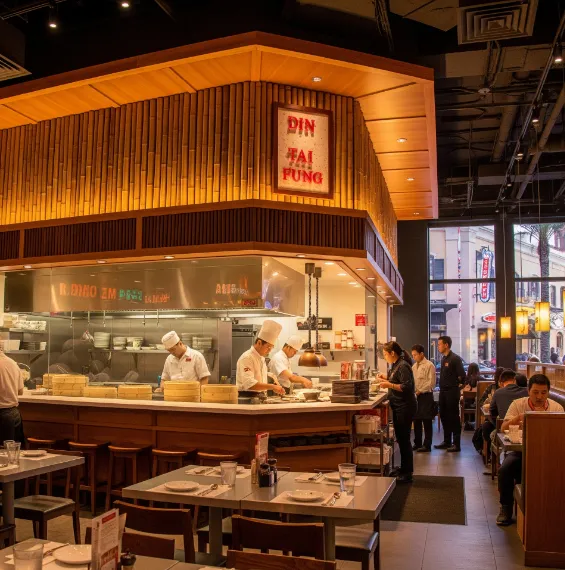 peoples enjoying food in the dining area of DIN TAI FUNG 