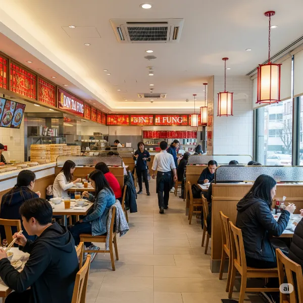 Interior and Dining Area of DIN TAI FUNG Resturant locatied at British Columbia, Vancouver At Alberni Street