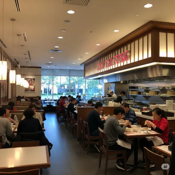 Interior and dining view of din tai fung resturant in Washington, Tukwila At Westfield Southcenter 