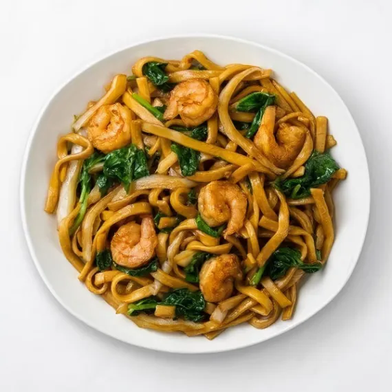 Top view of Shredded Kurobuta Pork Fried Noodles