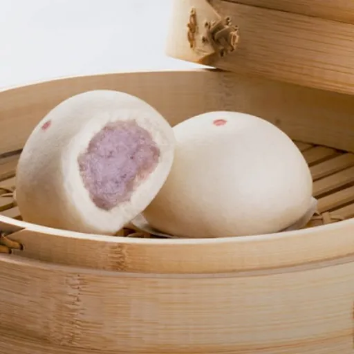 Close Up of Taro Xiao Long Bao going to be packed in the gift box