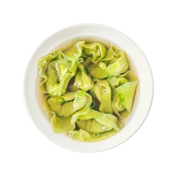 top view of Vegan Wonton Soup ready to serve