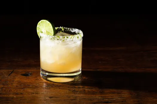 Yuzu Margarita ready to serve with the lime slice